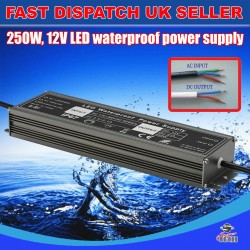 250W Power Supply Adapter DC Transformer waterproof IP67 for LED Strip 12V 20.8A