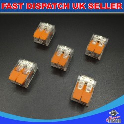 10 X 2-5 SPRING LEVER PUSH FIT REUSABLE CABLE CLAMP ELECTRICAL WIRE CONNECTORS BLOCK. 12V 24V 220-240V FOR ALL TYPE CE APPROVED