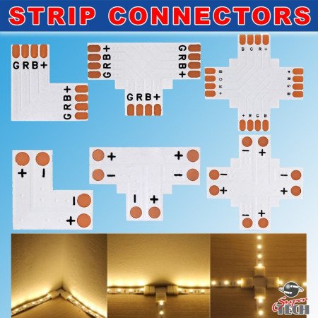 8mm 2 pins T shape corner connector for IP20 Single led strip