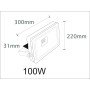 100W Ultra Slim 20mm Led Flood, Spot light Waterproof Aluminum Cool white Garden/Garage