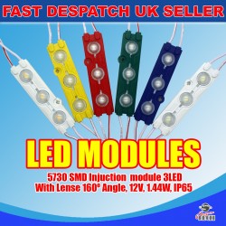 20 x 3 LED Blue 5730 SMD Injection Module With Lense  IP65 LED Strip Light