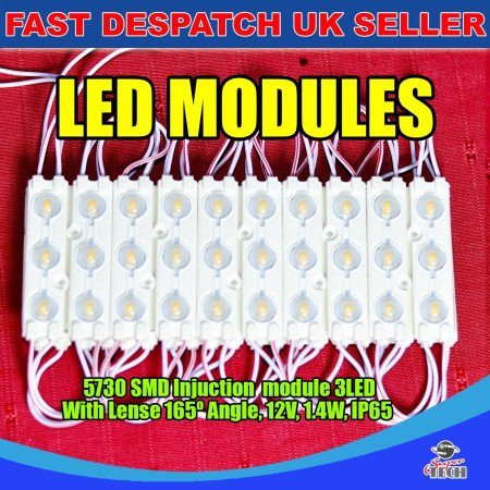 20 x 3 LED Warm White 5730 SMD Injection Module With Lense  IP65 LED Strip Light