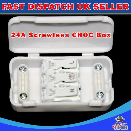 ELECTRICAL JUNCTION BOX 2A-24A/240V 3/4 POLE TERMINAL BLOCK INLINE WIRE CHOC BOX