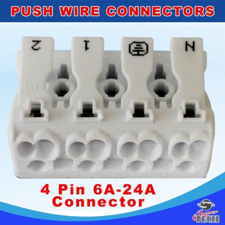 10 x 4 WAYS Quick Push Wire Cable Connector Wiring Terminal Block For Led Lighting 24A 220V