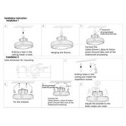 100w High Bay UFO LED Hanging Light Warehouse Replacement for HID MH