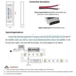 DC12-24V 12 A LED RGB Signal Amplifier for SMD 5050 3528 LED