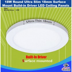 18W Round Ultra Slim 18mm Surface Mount Build-in Driver LED Ceiling Panels