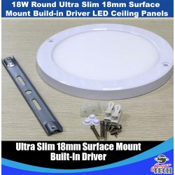 18W Round Ultra Slim 18mm Surface Mount Build-in Driver LED Ceiling Panels