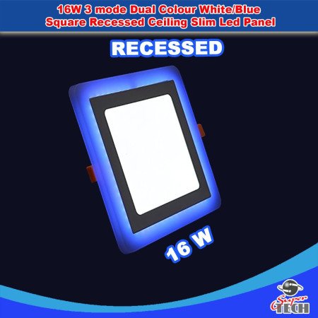 16W & 24W 3 Mode Dual Colour White/Blue Sqaure Surface Mount/Recessed Ceiling Led Panel