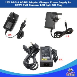 1A/2A/5A 12V AC/DC Adapter Charger Power Supply for CCTV DVR Camera/ LED light UK Plug