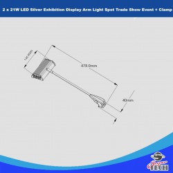 2 x 25W LED Silver Exhibition Display Arm Light Spot Trade Show Event + Clamp UK