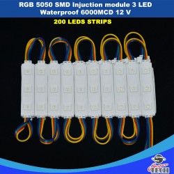 200x 3 LED RGB 5050 SMD Injection Module Strip sign shop front 6000MCD DC12V IP65