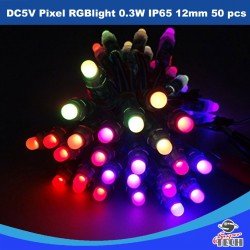 DC5V Pixel RGB Light 0.3W IP65 12mm 50 pcs