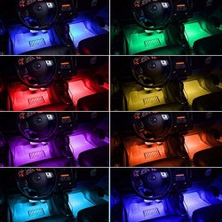 4x12 LED Car Strip Lighting Kit RGB Car Interior Atmosphere 24keyRemote Control