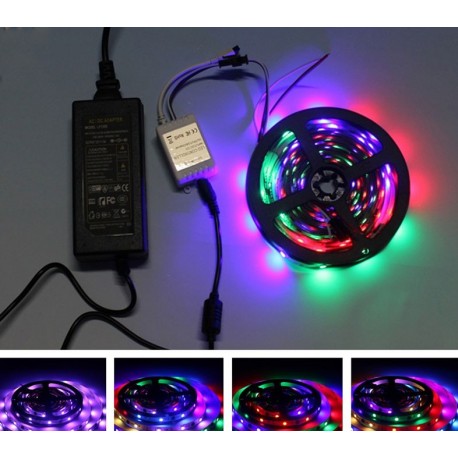 5M 2811 5050 SMD RGB LED STRIP LIGHT 60 led/m 24 KEY REMOTE FULL KIT WITH POWER SUPPLY