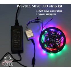 5M 2811 5050 SMD RGB LED STRIP LIGHT 60 led/m 24 KEY REMOTE FULL KIT WITH POWER SUPPLY