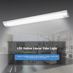 44W 1200mm Ultra Slim LED Batten Linear Tube Light 4000lm, Warm White With Fittings