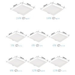 3W-24W LED Recessed Ceiling Flat Panel Down Light Cool White With Driver