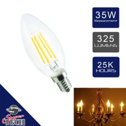 4W E14/SES Candle Filament LED Light Bulbs Warm White 2700K CLEAR
