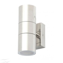 2x Stainless Steel Up Down GU10 IP44 Double Outdoor LED Lamp Wall Lights