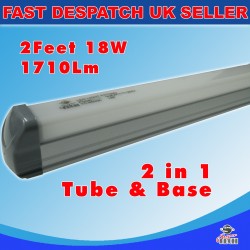 18W T8 600mm LED Tube Light, Cool White Lamp - Traditional Florescent Direct Replacement