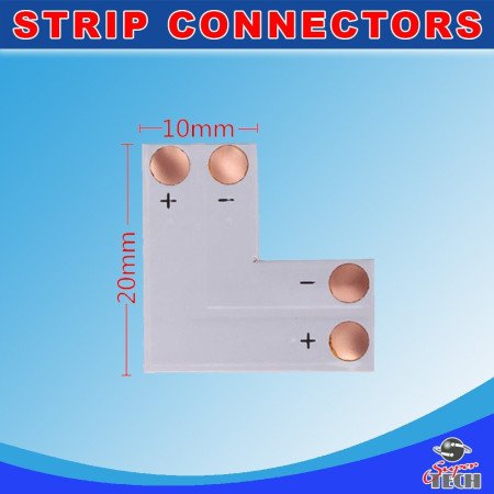 10 mm 2 pin L shape corner connector for IP20  single Colour LED strip